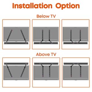 PUTORSEN Sound Bar Mount Bracket for Mounting Above or Under TV, with Adjustable 3 Angled Extension Arm, Fits Most 23 to 65 Inch LCD LED TVs, Max Load to 33 lbs