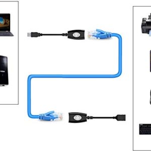 USB Over RJ45，USB RJ45 Extender Over Cat5/Cat5e /Cat6 Cable Extension Cable Connector Adapter - Up to 150ft Length, Printer