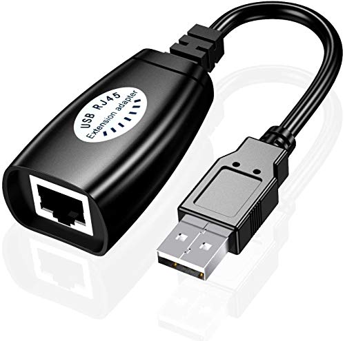 USB Over RJ45，USB RJ45 Extender Over Cat5/Cat5e /Cat6 Cable Extension Cable Connector Adapter - Up to 150ft Length, Printer