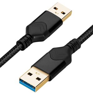 usb 3.0 male to male cable, usb a to usb a high speed data cord compatible with hard disk drive/laptop cooler/set-top box/dvd player/tv/camera and more (1 ft, black)