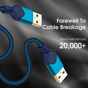 USB 3.0 Male to Male Cable, USB A to USB A High Speed Data Cord Compatible with Hard Disk Drive/Laptop Cooler/Set-top Box/DVD Player/TV/Camera and More (1 FT, Black)