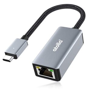 usb c to ethernet adapter, atolla usb type-c to lan network rj45 gigabit ethernet adapter, thunderbolt 3 compatible with macbook pro, macbook air, ipad pro, surface, xps and more