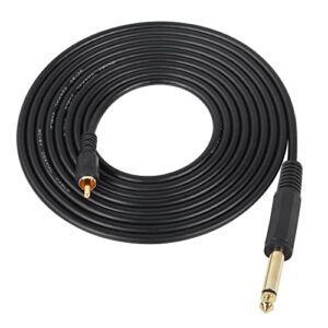 cerrxian rca to 1/4 inch audio cable, gold plated 6.35mm ts mono male to rca male patch cord (black, 3m)