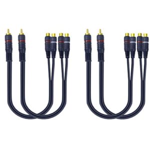 pobod 4-Pack RCA Male to 2 RCA Female Stereo Audio Y Cable,Phono Splitter Cable Gold Plated Adapter,Gold Plated Adapter Compatible for TV,Smartphones, MP3, Tablets, (7.8 inches)