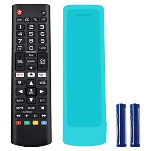 rnnokate universal for lg tv remote control replacement for lg remote control for smart tv compatible all models lcd led 3d hdtv smart tvs akb75095307(blue glowing silicone case and 2 aaa batteries)