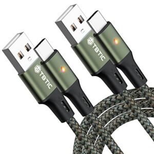 tbtic usb type c cable 3a fast charge, usb-a to usb-c charge braided cord compatible with samsung galaxy s21 s10 s9 s8 s20 plus a51 a71 a11,note 20 10 9 8, usb c charger [2-pack 3.3ft] (green, 3.3ft)