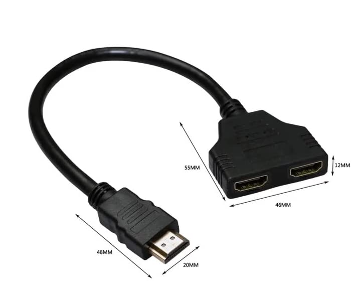 HDMI Splitter Cable Compatible with Fire TV Stick, Fire TV, Toshiba Samsung HDTV HD LED LCD TV, 1080P Male to Dual HDMI Female 1 to 2 Way HDMI Splitter Adapter Support Two TVs at The Same Time