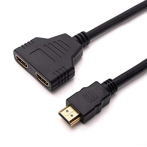 HDMI Splitter Cable Compatible with Fire TV Stick, Fire TV, Toshiba Samsung HDTV HD LED LCD TV, 1080P Male to Dual HDMI Female 1 to 2 Way HDMI Splitter Adapter Support Two TVs at The Same Time
