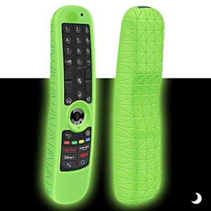 evahom remote case for lg an-mr21ga / an-mr21gc, lg magic remote 2021 cover with anti-shock anti-slip, protective silicone sleeve green glow in dark
