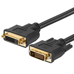 cmple – dual link dvi-d extension cable dvi cord extender hdtv male to female monitor cable -15 feet