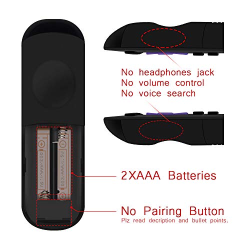 Gvirtue Replacement Remote Control for Roku Models: Roku 1, Roku 2(HD, XD, XS), Roku 3, Roku LT, HD, XD, XDS, Roku N1, Roku Express, Roku Express+ (Remote)