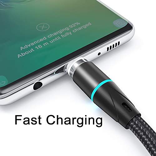 NetDot Gen12 Magnetic Charging Cable [5 Pack Black,1ft/3.3ft/5ft/6.6ft/6.6ft] Data Transfer Compatible with Micro USB & USB-C Smartphones Come with 10 Connectors
