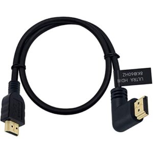 poyiccot 8k hdmi cable 2feet, hdmi 2.1 cable 90 degree left angle hdmi male to male 8k hdmi cable 48gbps 2.1 cable support 8k@60hz 4k@120 7680p 8k hdmi 2.1 cable for tv/xbox /ps4 /ps5(m/m left)