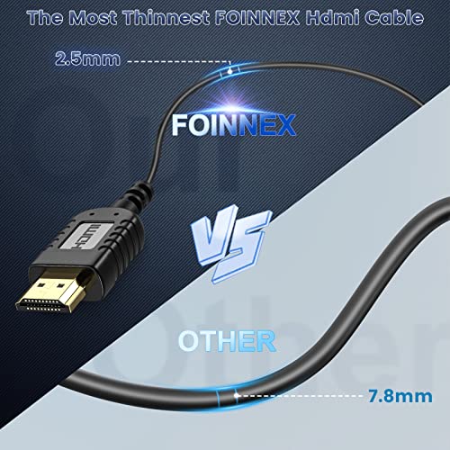 Ultra Thin HDMI Cable 6.6FT, Hyper Flexible HDMI Cord up to 4K@30Hz, FOINNEX High Speed HDMI 1.4 for ARC, HDR, PS4, Xbox, PC, TV, Monitor, Gimbal