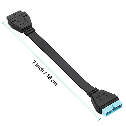 USB 3.0 Header Extension Cable, JoyReken USB 3.0 Internal 19/20 Pin Header Extender | USB 3 Motherboard Adapter | 7 inch