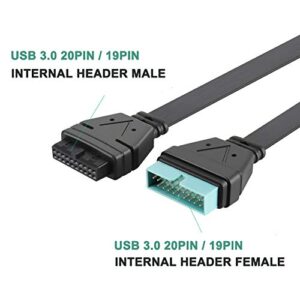 USB 3.0 Header Extension Cable, JoyReken USB 3.0 Internal 19/20 Pin Header Extender | USB 3 Motherboard Adapter | 7 inch