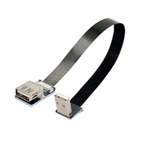 ChenYang CY Down Angled Flat Slim FPC USB 2.0 Type-A Male to Female Extension Data Cable for FPV & Disk & Scanner & Printer 20CM