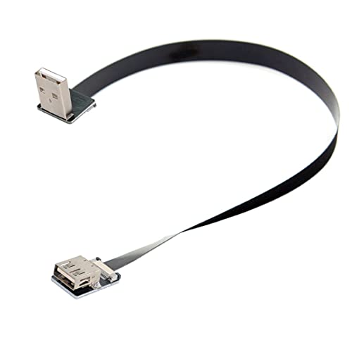 ChenYang CY Down Angled Flat Slim FPC USB 2.0 Type-A Male to Female Extension Data Cable for FPV & Disk & Scanner & Printer 20CM