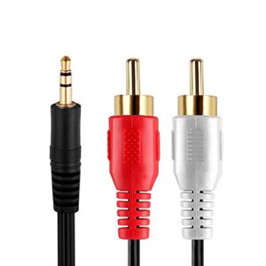 cmple – 12ft 3.5mm to rca audio stereo cable, 3.5mm to 2-male rca adapter audio cable, y splitter design stereo audio rca male cable, aux cord for stereo receiver speaker smartphone tablet – 12 feet