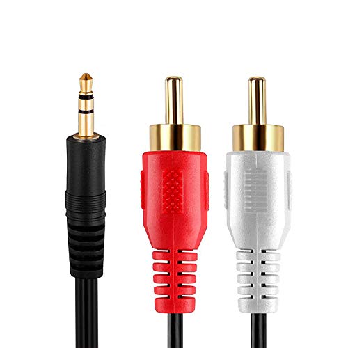 Cmple - 12FT 3.5mm to RCA Audio Stereo Cable, 3.5mm to 2-Male RCA Adapter Audio Cable, Y Splitter Design Stereo Audio RCA Male Cable, AUX Cord for Stereo Receiver Speaker Smartphone Tablet - 12 Feet