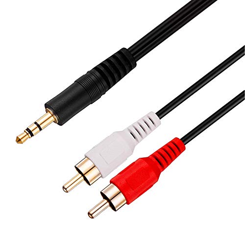 Cmple - 12FT 3.5mm to RCA Audio Stereo Cable, 3.5mm to 2-Male RCA Adapter Audio Cable, Y Splitter Design Stereo Audio RCA Male Cable, AUX Cord for Stereo Receiver Speaker Smartphone Tablet - 12 Feet