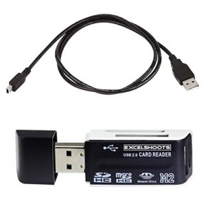 Excelshoots USB Cable Works for Nikon D3100 Camera, and USB Computer Cord for Nikon D3100 + Excelshoots Card Reader