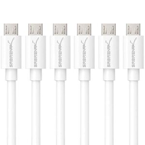 sabrent [6-pack 22awg premium 3ft micro usb cables high speed usb 2.0 a male to micro b sync and charge cables [white] (cb-m63w)