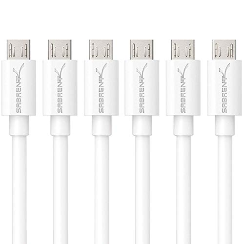 SABRENT [6-Pack 22AWG Premium 3ft Micro USB Cables High Speed USB 2.0 A Male to Micro B Sync and Charge Cables [White] (CB-M63W)