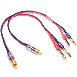 CESS-024-3f Banana Plug to RCA Cable, Phono Banana Speaker Cable, 2 Channels (14AWG 3 Feet)