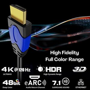 TNP 4K HDMI Cable Right Angle 90 Degree (10FT) - High Speed 18GBPs HDMI Wire Cord Support 4K 60Hz 2K 2160p 1440p 1080p 3D ARC/eARC Ethernet for Video Gaming Xbox One PS 4 & 4K Apple TV HDTV Projector