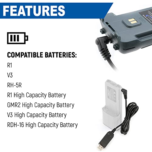 Rugged Radios USB-BAT-RH USB Charging Cable for use with V3 Handheld and XL Battery.