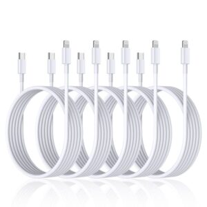 5pack 10ft 20w apple usb c to lightning cable type c fast charging cable 【apple mfi certified】 usb-c iphone 13 fast charger cord for iphone 13 12 11/mini/pro/promax/ipad 8/airpods pro – white