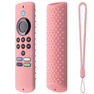 silicone case for fir tv stick lite(2nd gen) remote control, anti- slid shockproof bright color silicone cover with lanyard(pink)