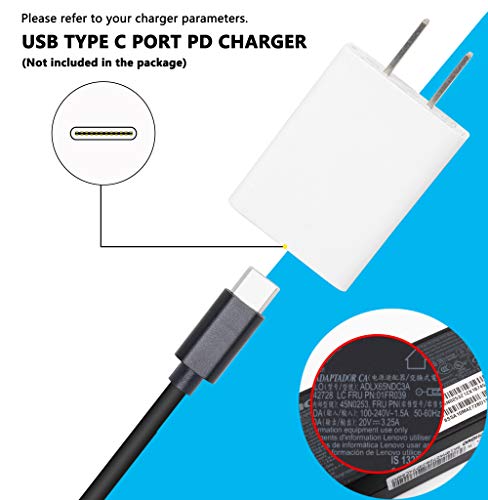 CERRXIAN 15cm 65W PD USB Type C Female Input to Slim Tip Power Charging Cable for Lenovo Thinkpad E440 E450 E550 E560 T430 T440 T440S Lenovo Yoga 13 Yoga 11S(Square s)