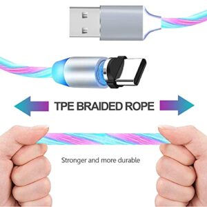 MOVOYEE Magnetic Charging Cable Fast Charging, LED Light Up 3 in 1 USB Magnetic Phone Charger Cord USB C Cable Micro USB Cable USB Type C Cable Data Transfer Magnet Tips for Android Charger iProduct