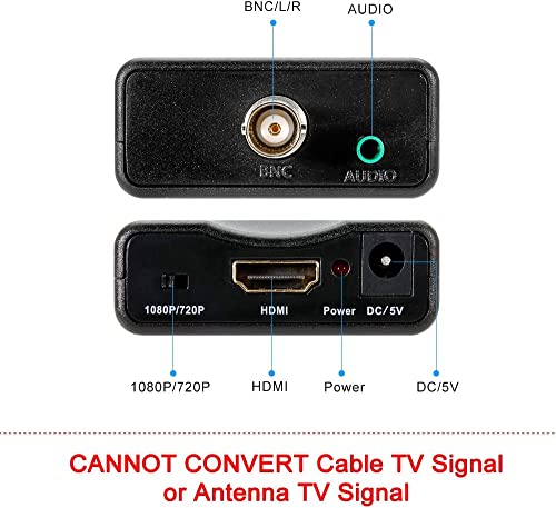 BNC to HDMI Converter Adapter Female CVBS BNC HDMI Connector Coaxial Composite Analog Video Audio Input 1080P Output HDCP Hook Security Camera DVRs Surveillance CVR AC1420 CCTV for Monitor HD TV