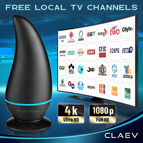 [Latest 2023 Chip] 5G Digital HD TV Indoor Antenna, Long Range 250 Miles Reception, Black Signal Amplifier for 4K Smart TV, Magnetic Base + 16.4 Coaxial Cable, Claev USA