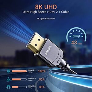 DONKIK Certified 8K Ultra High Speed HDMI 2.1 Thin Cable 4.9ft, 48Gbps HDMI Cord 4.9ft, 8K@60Hz 4K@120Hz HDR eARC HDCP 2.2 2.3 Compatible with PS5, Xbox, Switch, Apple TV, Roku, Gaming PC