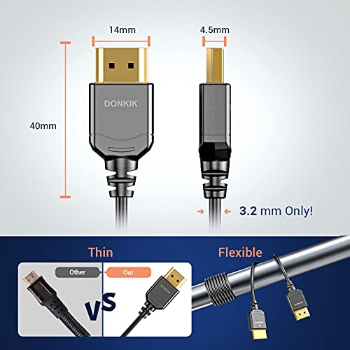 DONKIK Certified 8K Ultra High Speed HDMI 2.1 Thin Cable 4.9ft, 48Gbps HDMI Cord 4.9ft, 8K@60Hz 4K@120Hz HDR eARC HDCP 2.2 2.3 Compatible with PS5, Xbox, Switch, Apple TV, Roku, Gaming PC