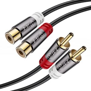 JX-E 2 RCA Extension Cable, Copper Shell 2 RCA Male to 2 RCA Female Stereo Audio Extension Cable, 3 Feet