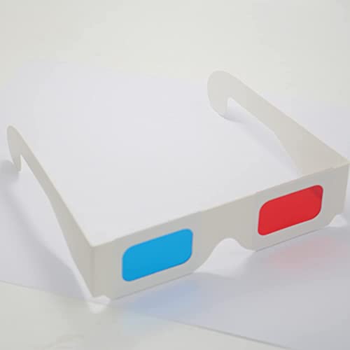 LYMGS 10 Pairs 3D Paper Glasses, Red and Cyan Lens in White Frame Anaglyph Cardboard for Movies - Folded in Protective Sleeve