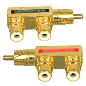 cess rca f splitter plug adapter 1 male to 2 female adapter – rca male to rca dual female (4 pack)
