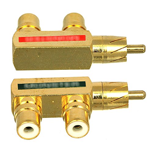 CESS RCA F Splitter Plug Adapter 1 Male to 2 Female Adapter - RCA Male to RCA Dual Female (4 Pack)