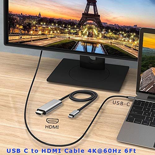 QCEs USB C to HDMI Cable 6Ft, Type C to HDMI Adapter Cable 4K 60Hz Video Cord to HDTV/Monitor Thunderbolt 3 Compatible with MacBook Pro/Air 2021 iPad Pro, Surface Book 3, XPS, Samsung Galaxy S20/S9