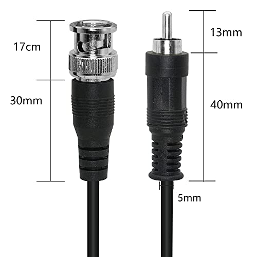 PNGKNYOCN BNC to RCA Adapter Cable RCA Male to BNC Male 75 Ohm Coaxial Composite Video Connector Cable for Surveillance CCTV Camera System(1M)