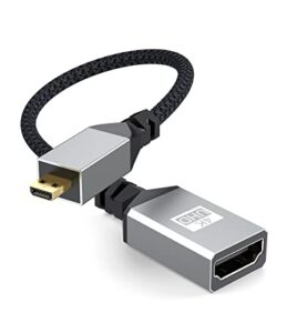 clavoop micro hdmi to hdmi adapter, hdmi 2.0 female to micro hdmi male cable adapter 4k@60hz hdr 3d 18gbps compatible for raspberry pi 4 gopro black hero7 camera 7r a6000 b500 – grey