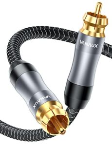 vanaux subwoofer cable, 3.2ft digital coaxial audio cable, rca to rca cables,male to male[20awg,gold-plated,braided jacket] for home theater, hdtv, amplifier speaker soundbar(1m/3.2ft)