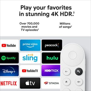 Chromecast with Google TV (4K)- Streaming Stick Entertainment with Voice Search - Watch Movies, Shows, and Live TV in 4K HDR - Snow