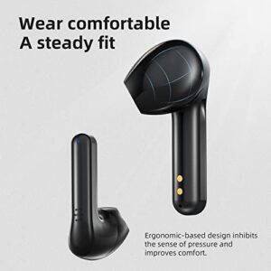 Bluetooth Headphones True Wireless Earbuds 60H Playback LED Power Display Earphones with Wireless Charging Case IPX5 Waterproof in-Ear Earbuds with Mic (Black)
