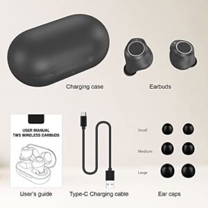 Wireless V5 Bluetooth Earbuds Works for Samsung Galaxy A32 5G with Charging case for in Ear Headphones. (V5.0 Black)